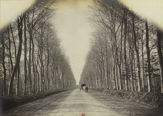 Route d'Evreux à la Loge - Tiré de l'ouvrage L'Equipage du marquis de Chambray - Photos de Maurice de Gasté (1894) - Bnf (Gallica)